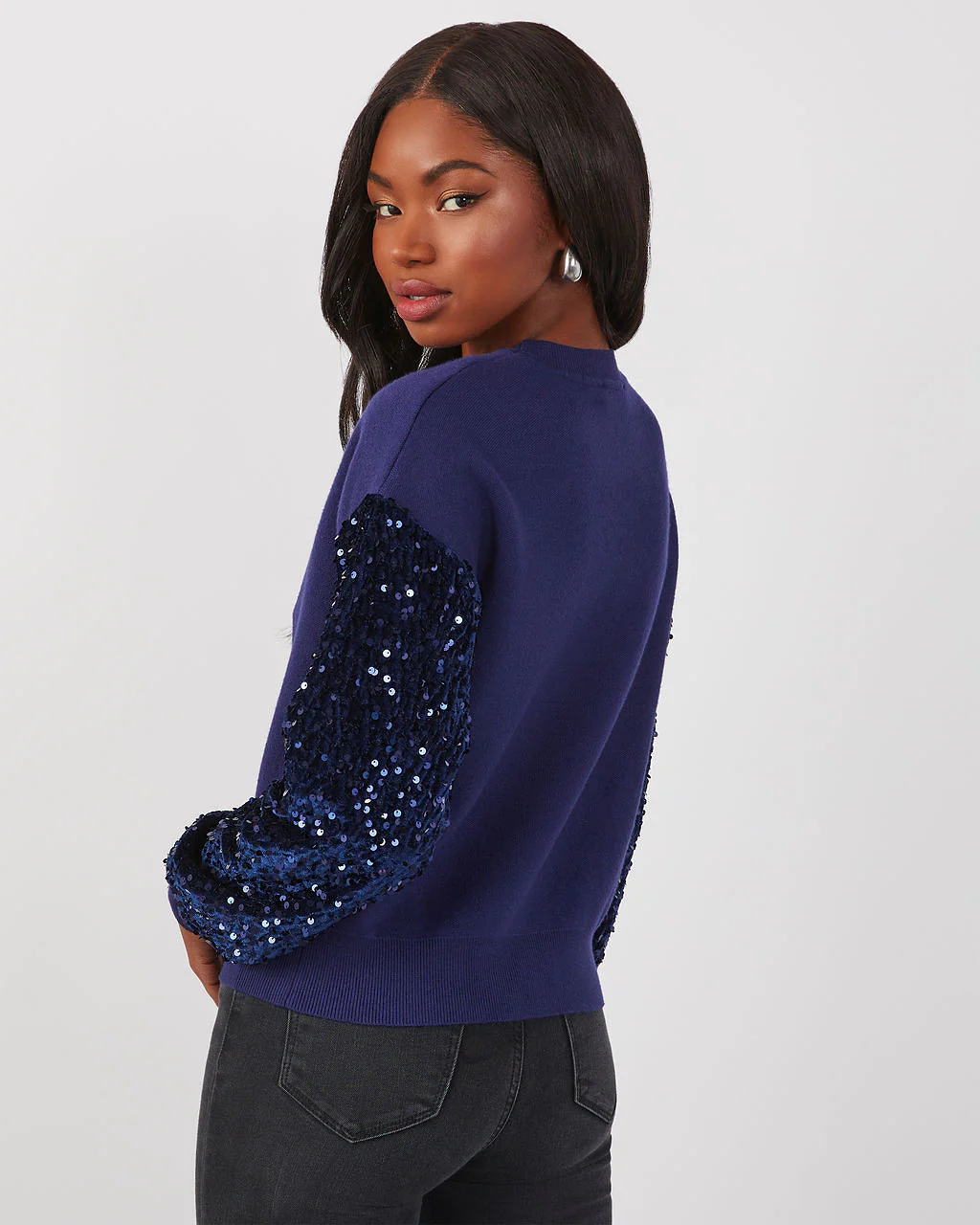 Yumi Contrast Sequin Knit Sweater