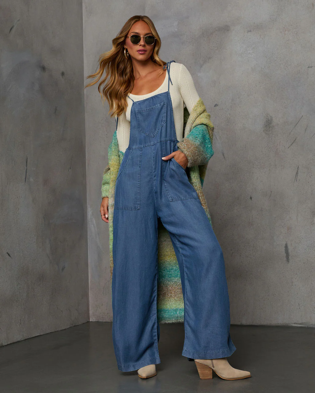 Nolah Relaxed Chambray Overall Jumpsuit