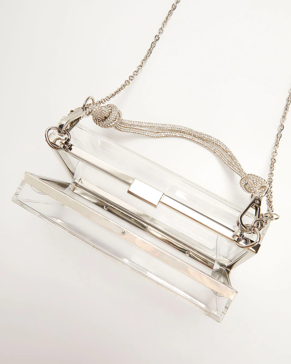 Radiate Diamante Handle Clear Clutch