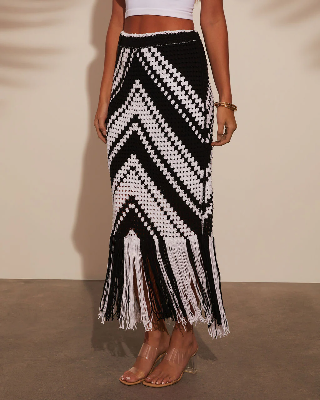 Costa Chic Fringe Crochet Maxi Skirt
