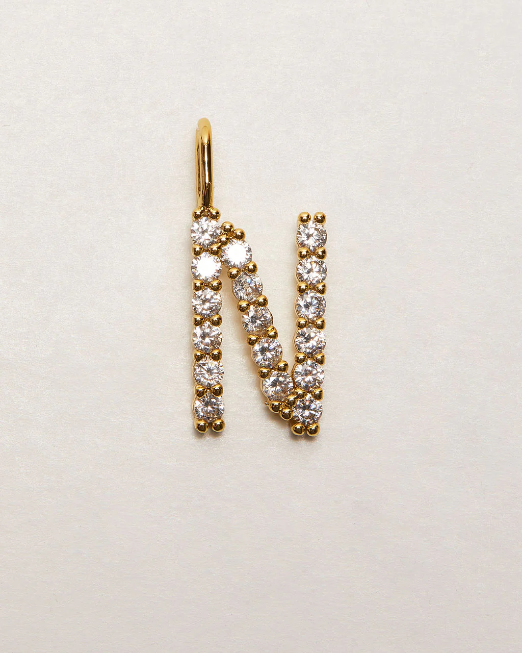 Initial Letter 14k Plated Rhinestone Charm