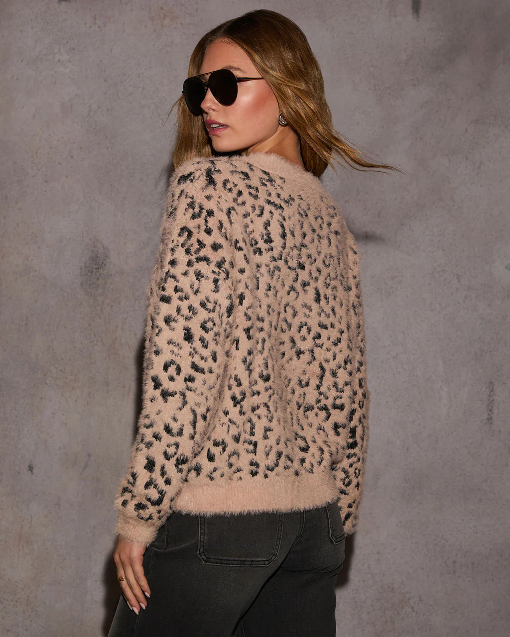 Meyer Animal Print Fuzzy Knit Sweater