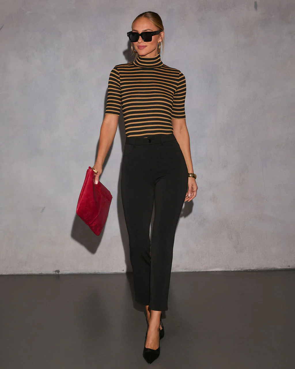 Classic Cascade Striped Turtleneck Top