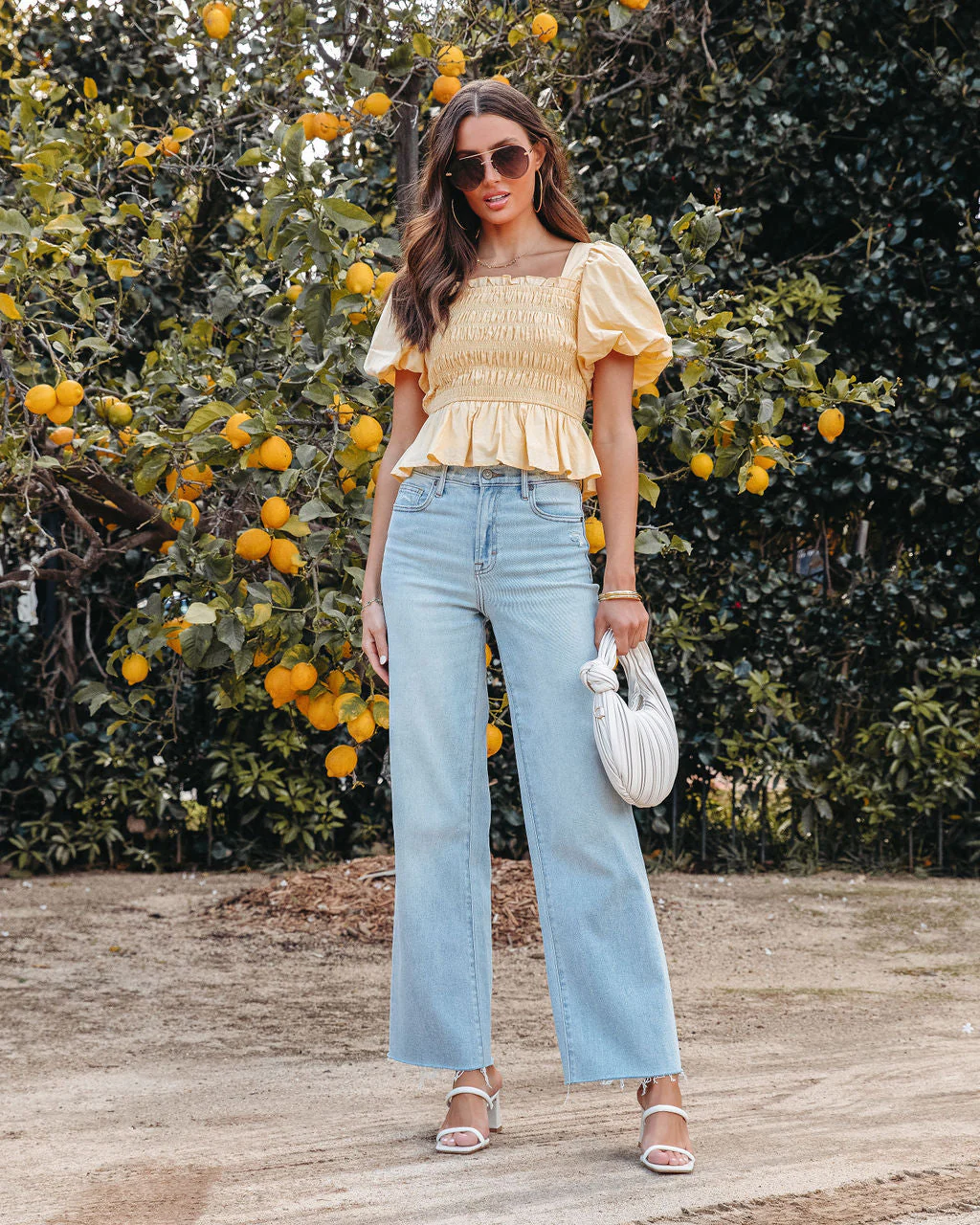 Trysta Cotton Smocked Peplum Top