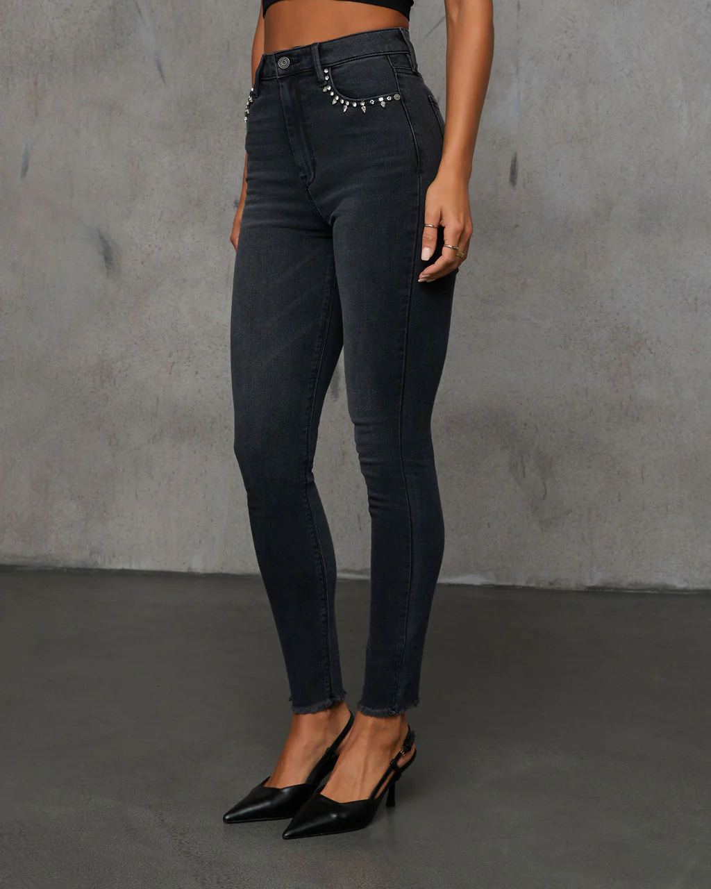 Strapped In High Rise Embellishment Skinny Jeans