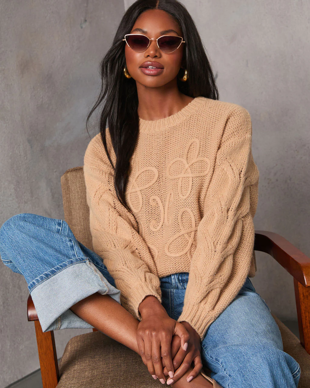 Natalee Embroidered Crew Neck Sweater
