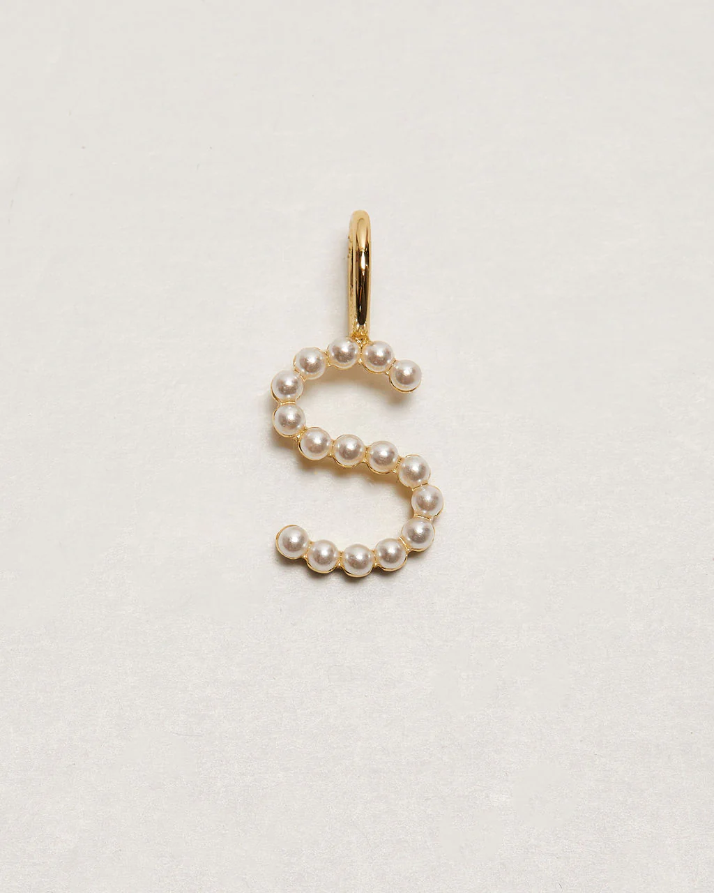 Pearl Letter 14k Plated Charm