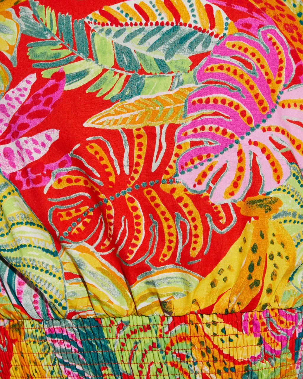 Kama Tropical Ruched Long Sleeve Top