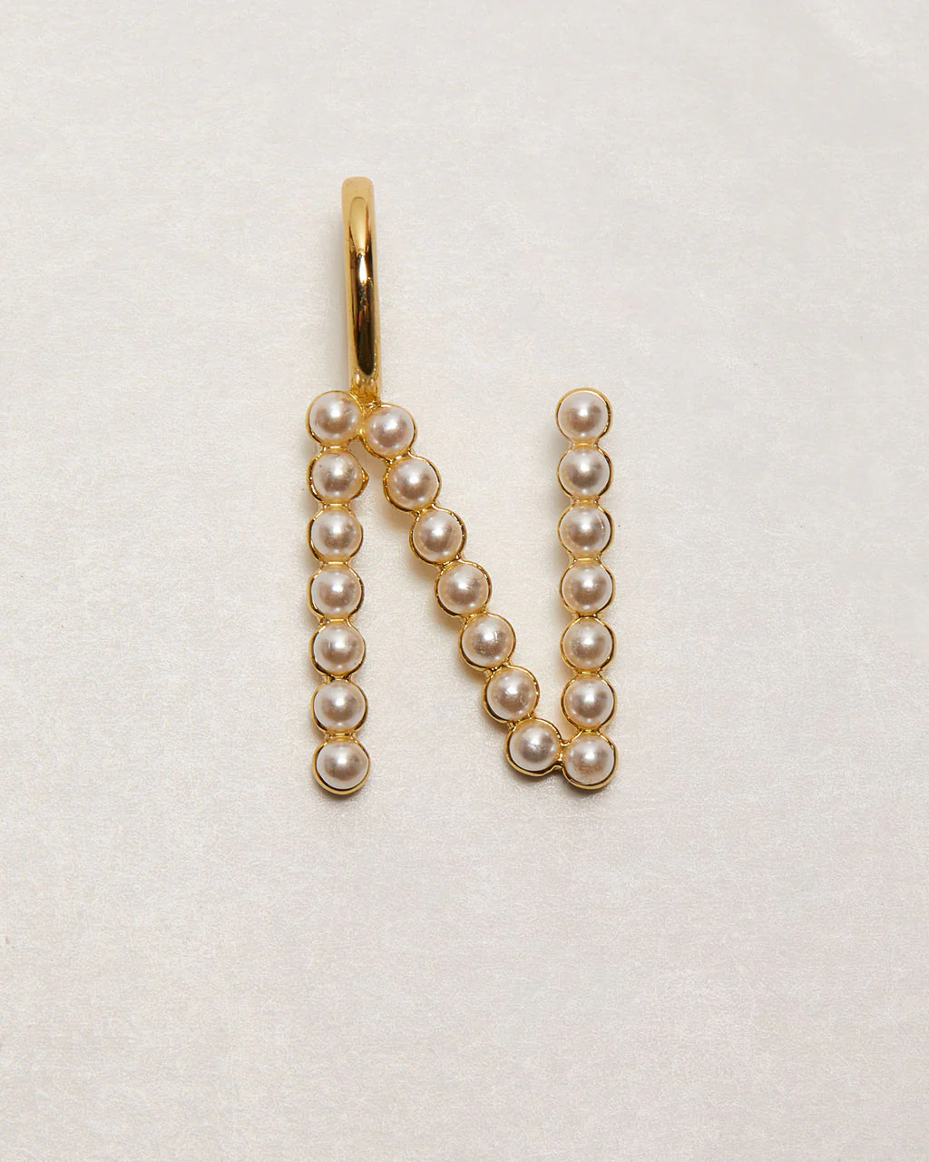 Pearl Letter 14k Plated Charm