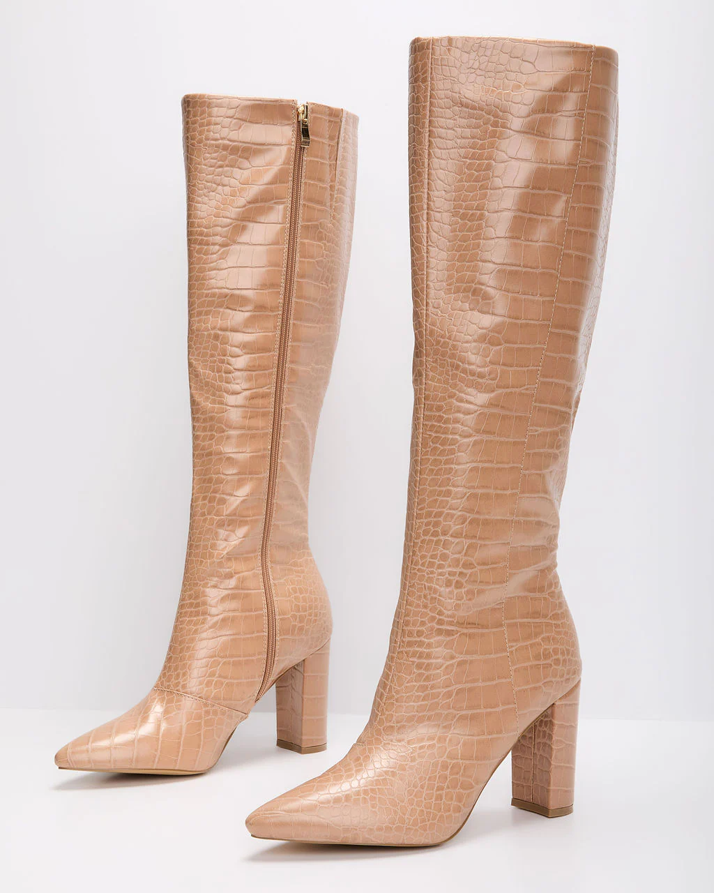 Dahlia Croc Embossed Knee High Boots