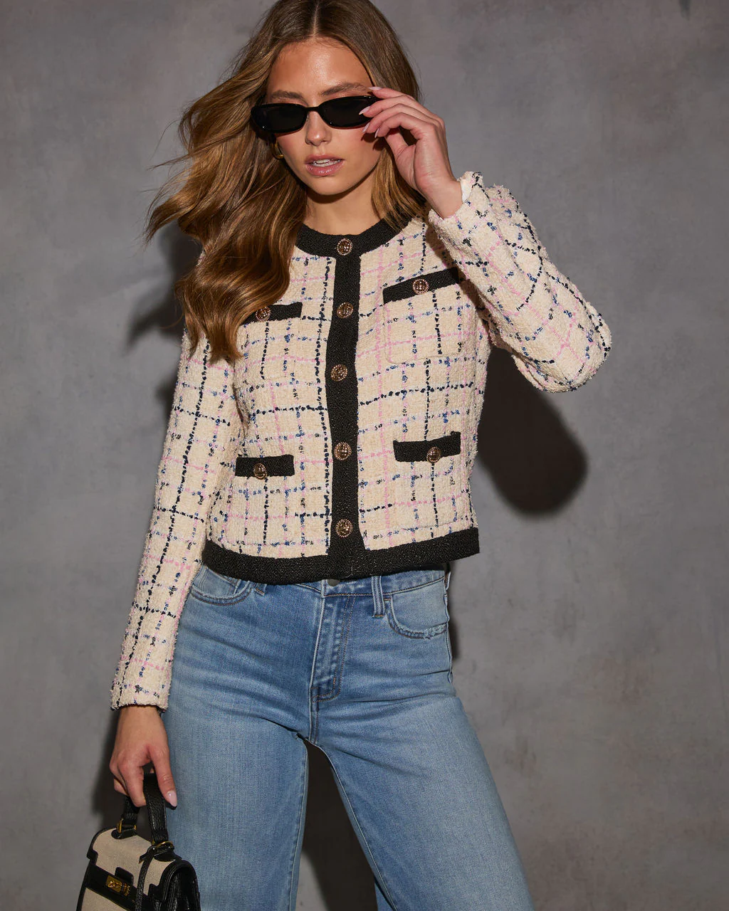 Parisian Heart Contrast Tweed Jacket