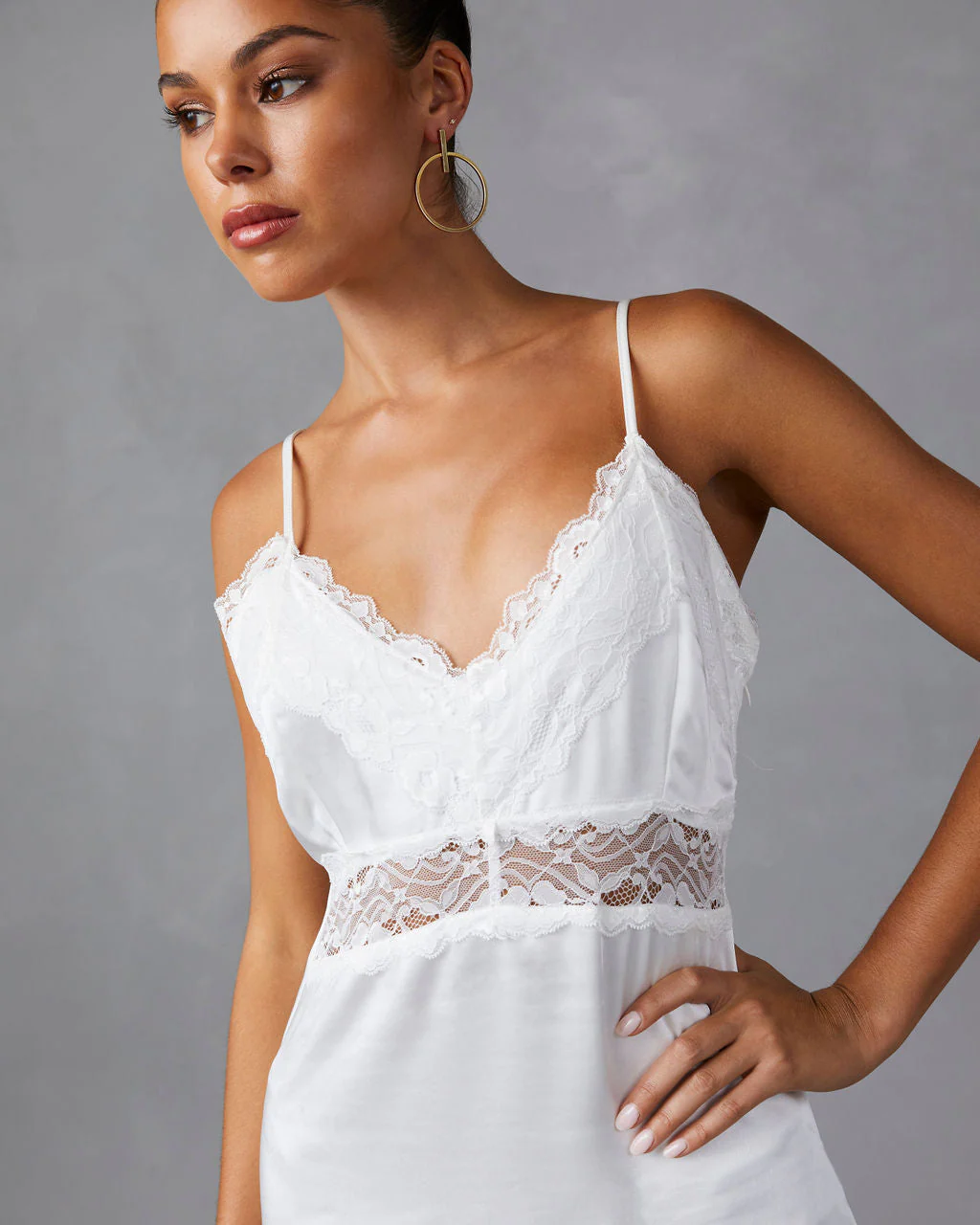 Therese Satin Lace Midi Dress