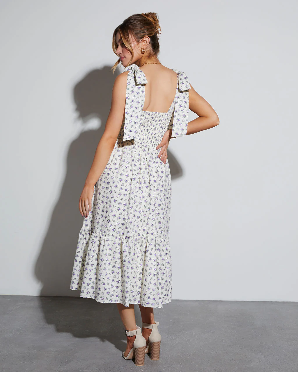 Josephina Floral Tie Strap Midi Dress