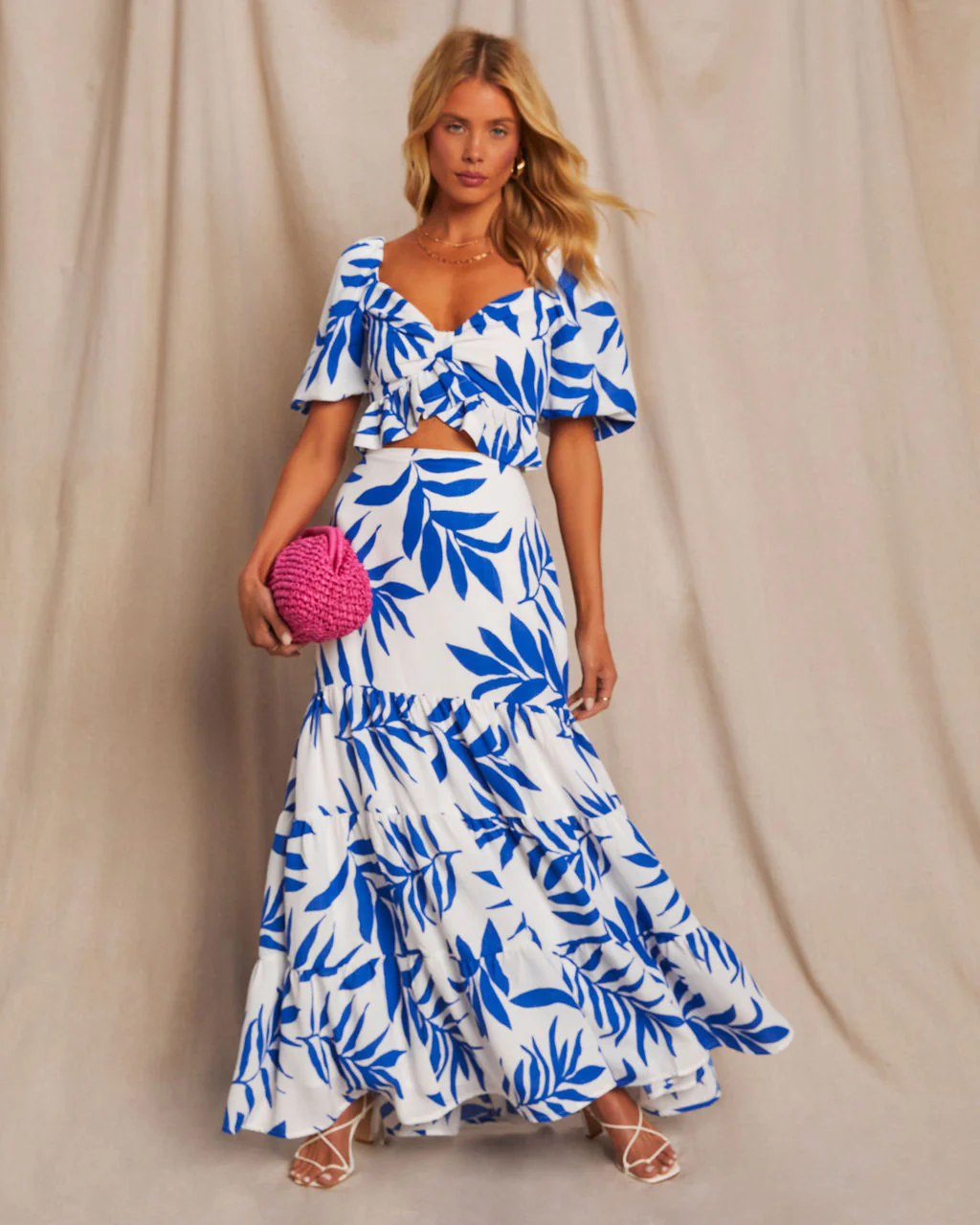 Huntington Printed Tiered Midi Skirt