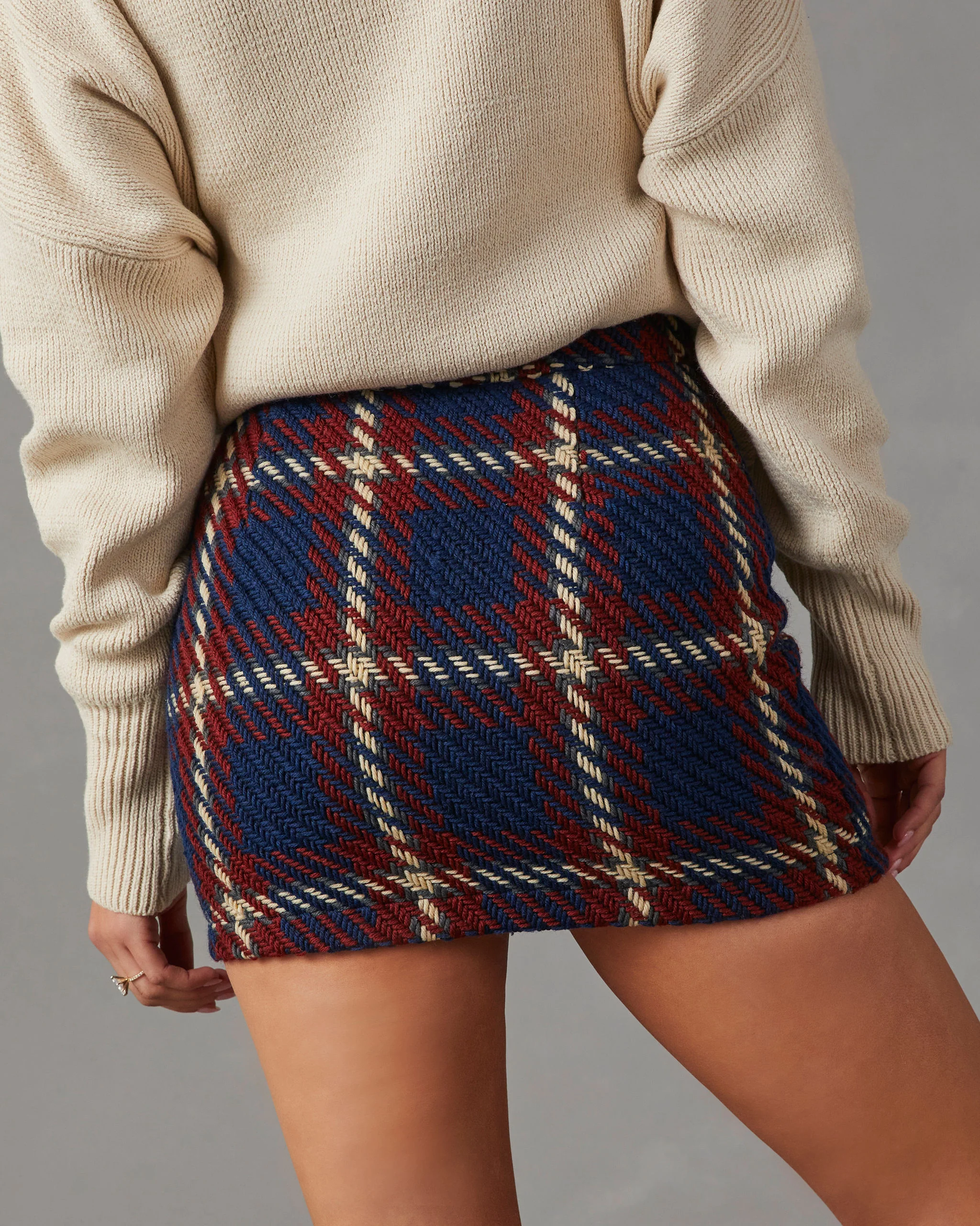 Linden Plaid Knitted Mini Skirt