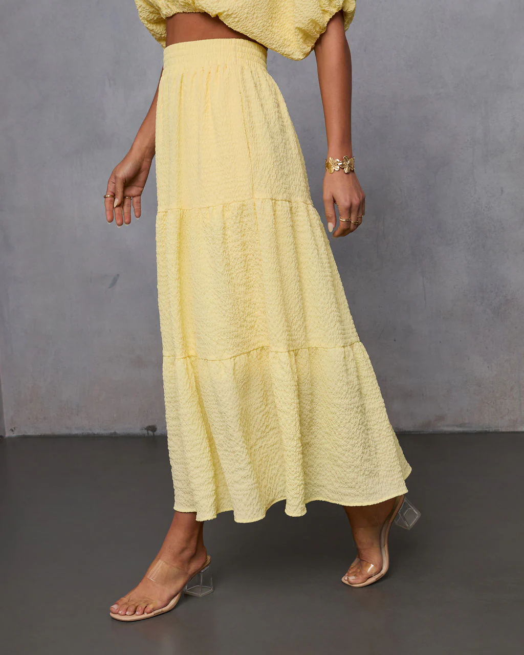 Liena Tiered Gauze Midi Skirt