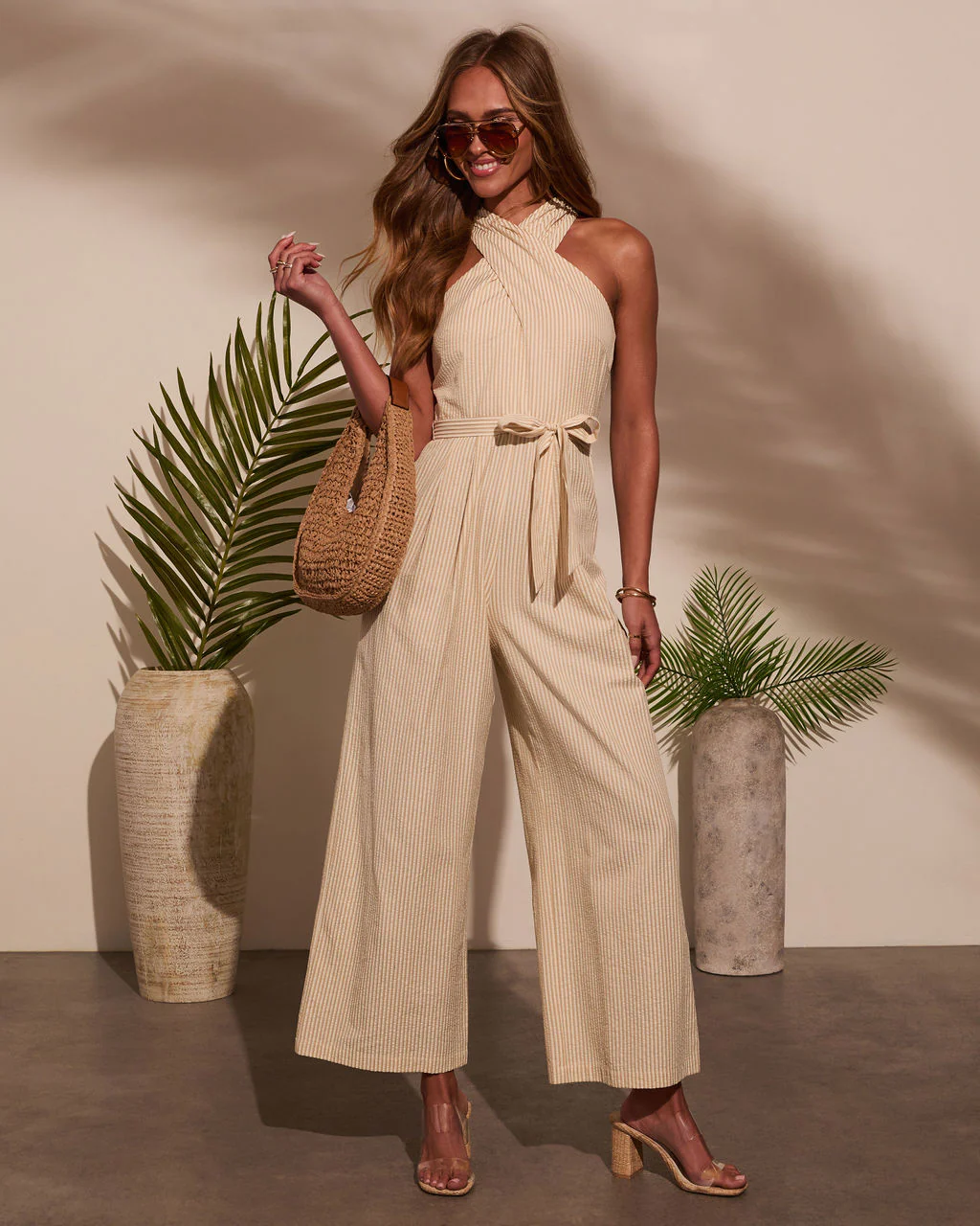 Marielle Halter Tie Waist Jumpsuit
