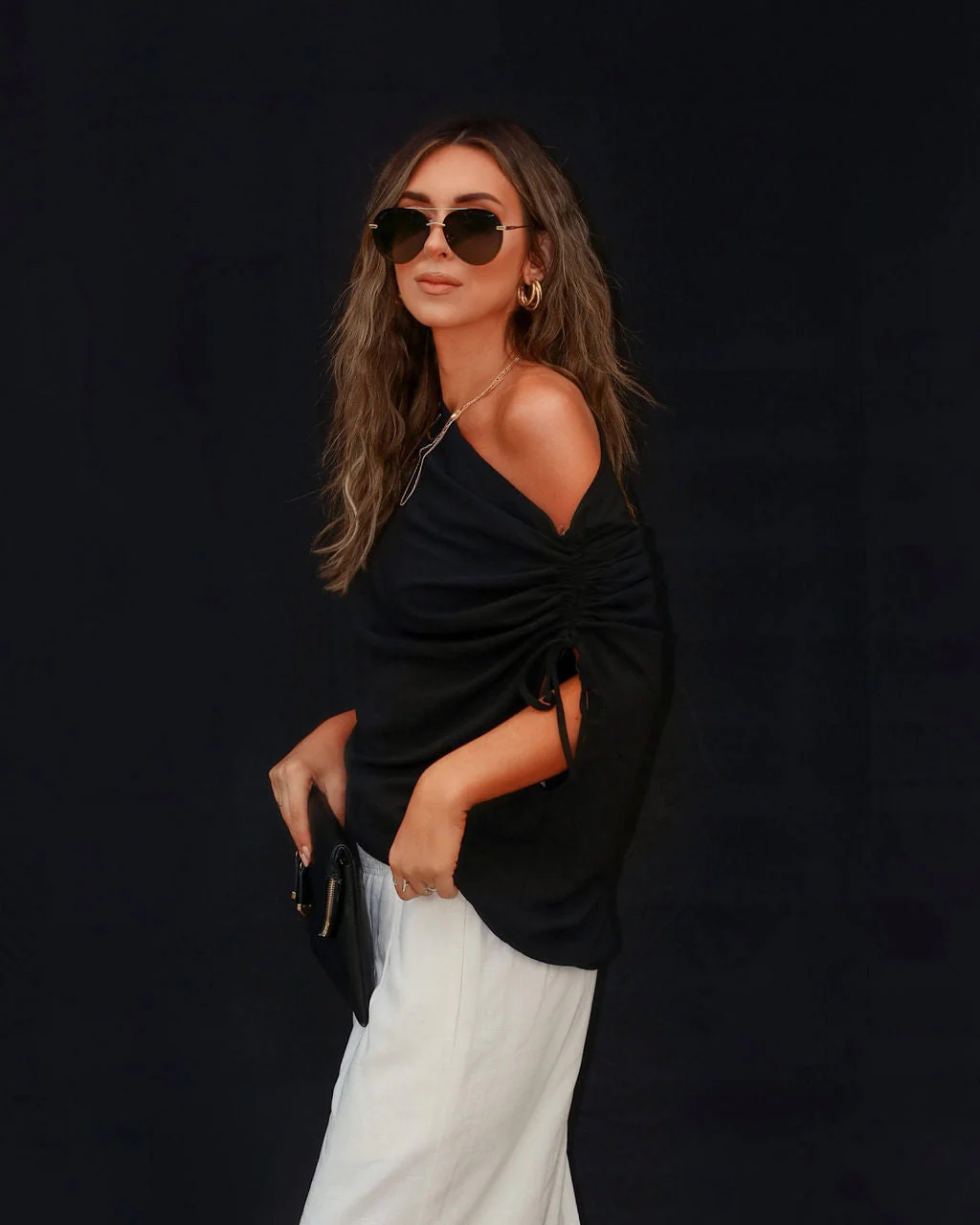 Thomas One Shoulder Ruched Cutout Top
