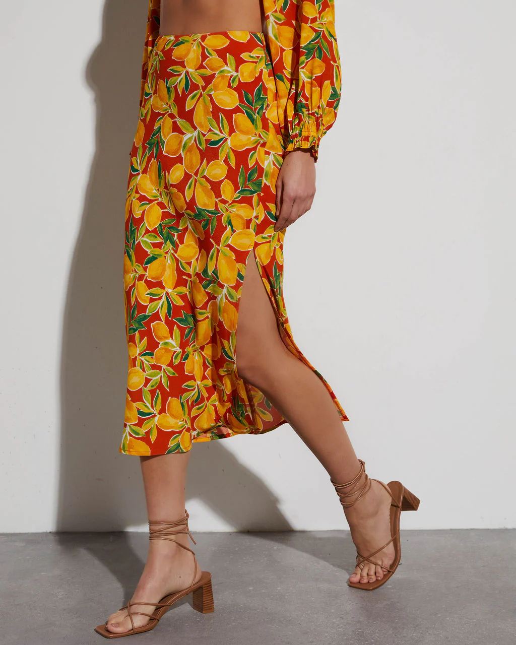 Lemon Spritz Tropical Midi Skirt