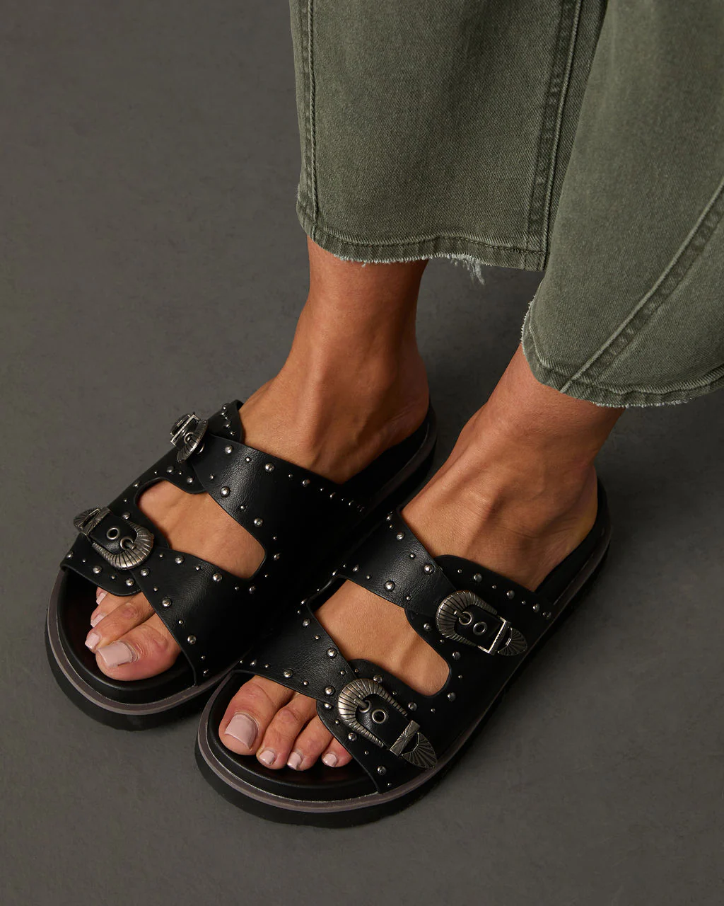 Hadyn Western Studded Buckle Sandal