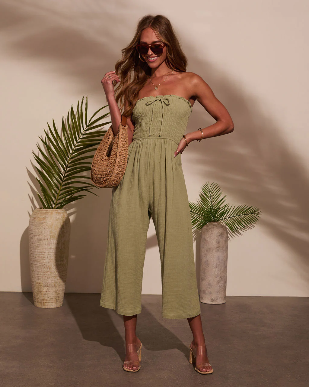 Sloane Strapless Fitted Waist Jumpsuit