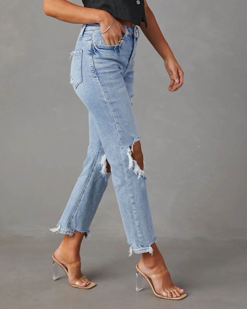 Jolee High Rise Distressed Cropped Jeans