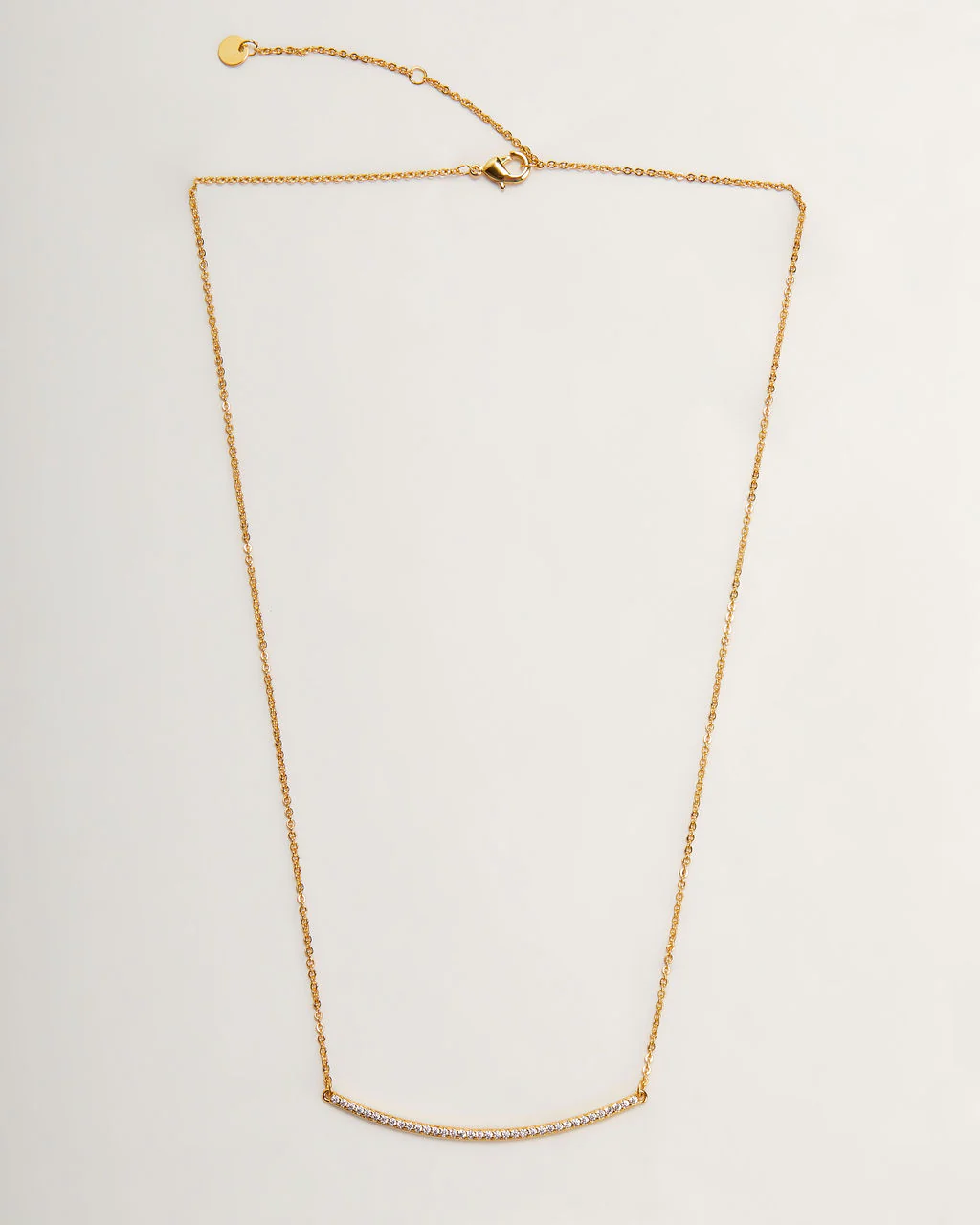 Simple Bar 18k Gold Plated Rhinestone Necklace