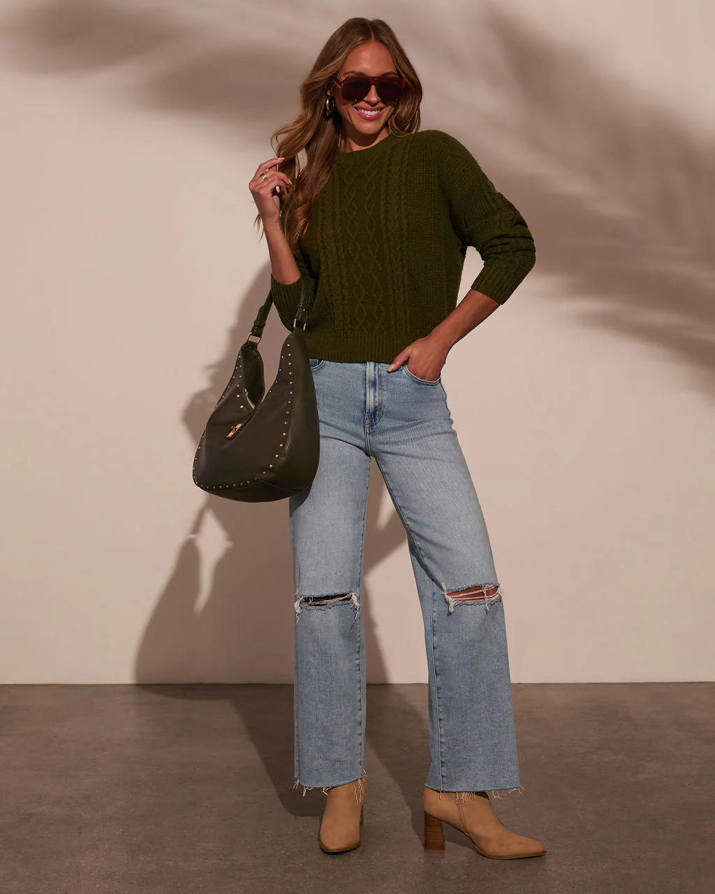 Messina Cable Knit Crewneck Sweater