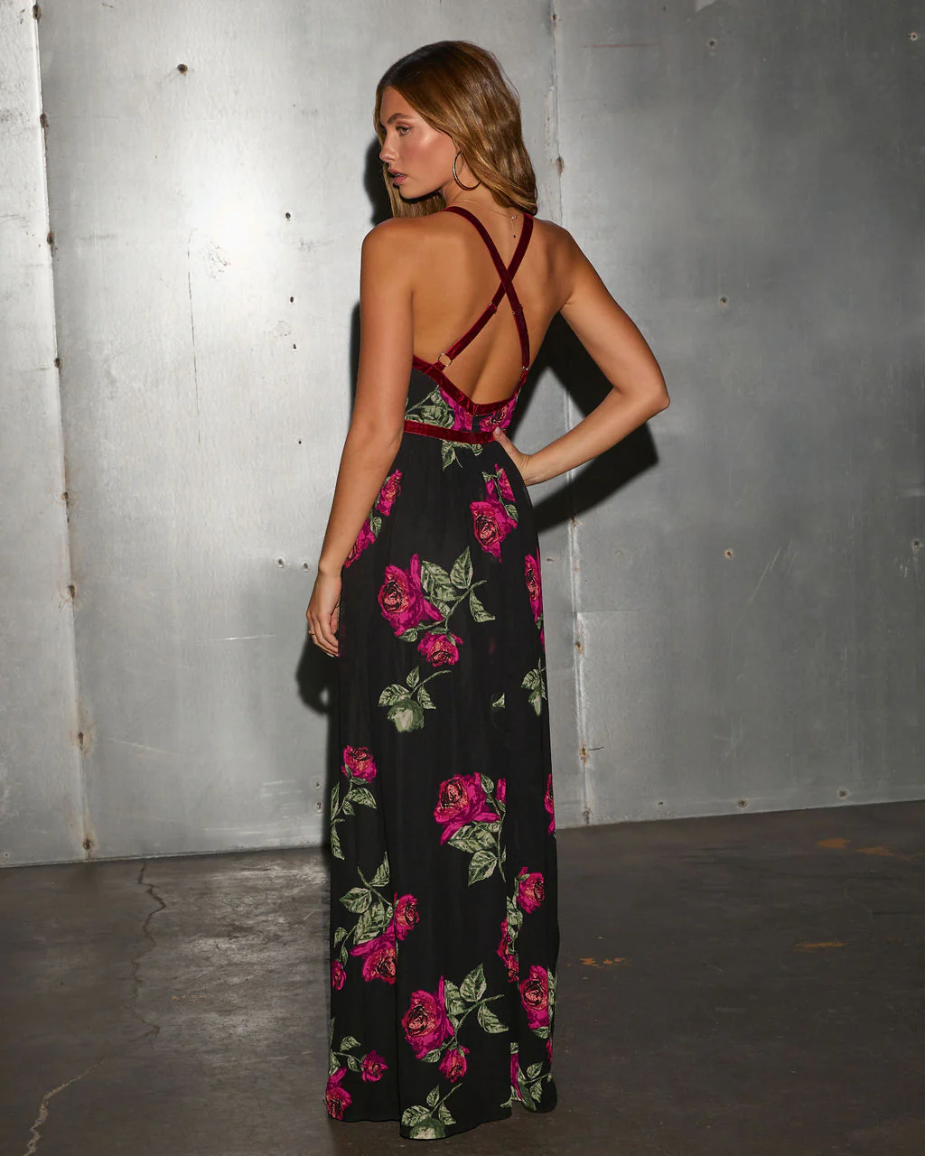 Love Awaits Corset Detail Floral Maxi Dress