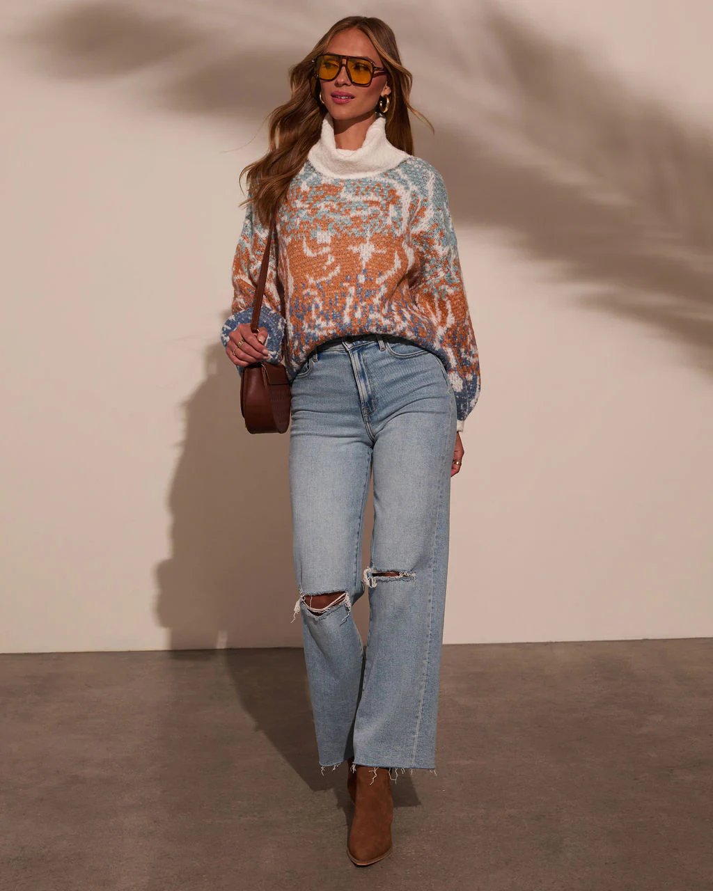 Kimi Printed Turtleneck Sweater