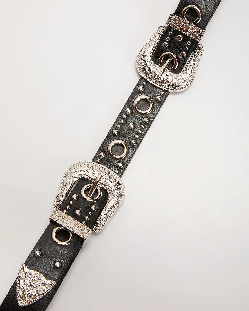 Saddle Up Studded Western Double Buckle Belt