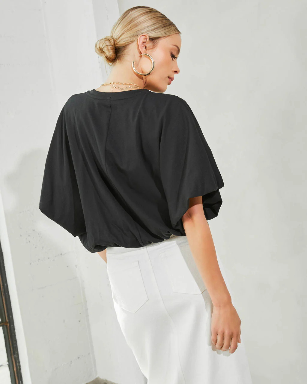 Kaylee Bubble Hem Cotton Crop Top