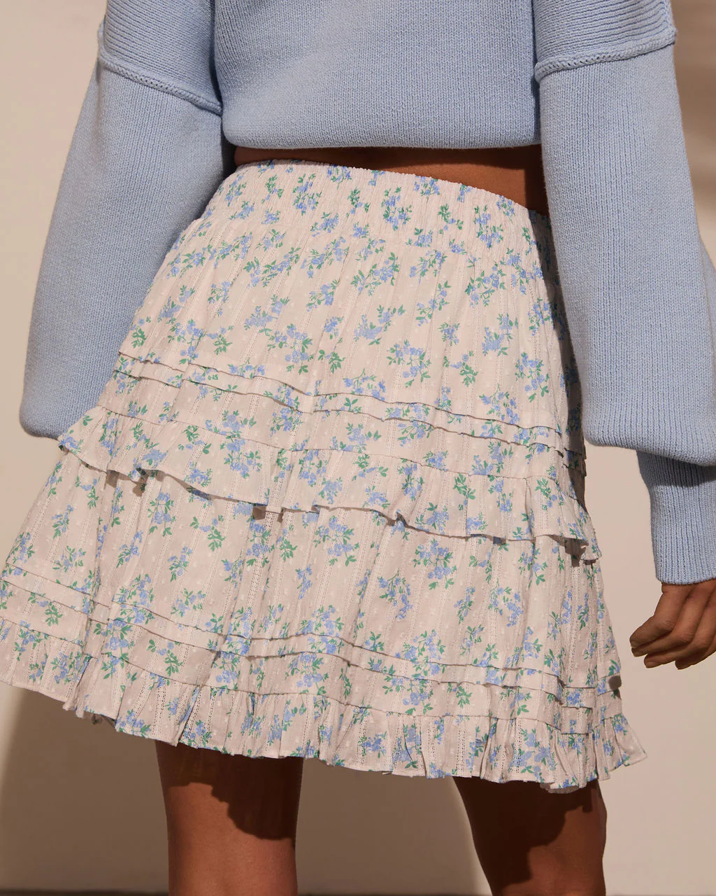 Elderflower Ruffle Floral Mini Skirt