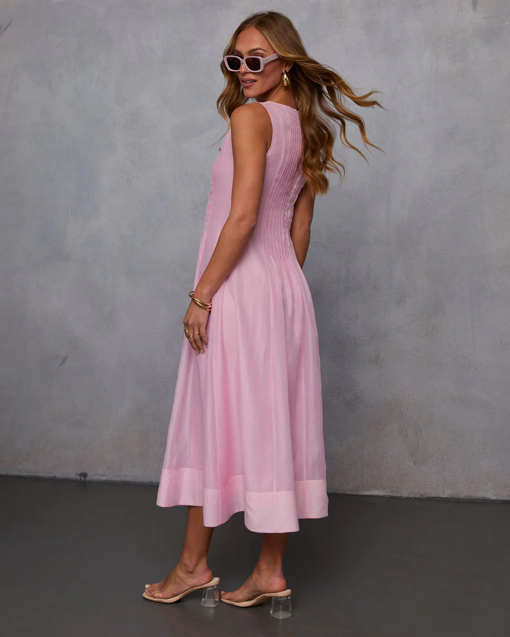 Shes Timeless Pintuck Organza Midi Dress