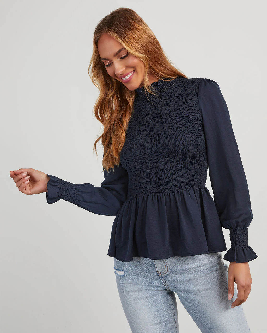 Down To Business Smocked Blouse