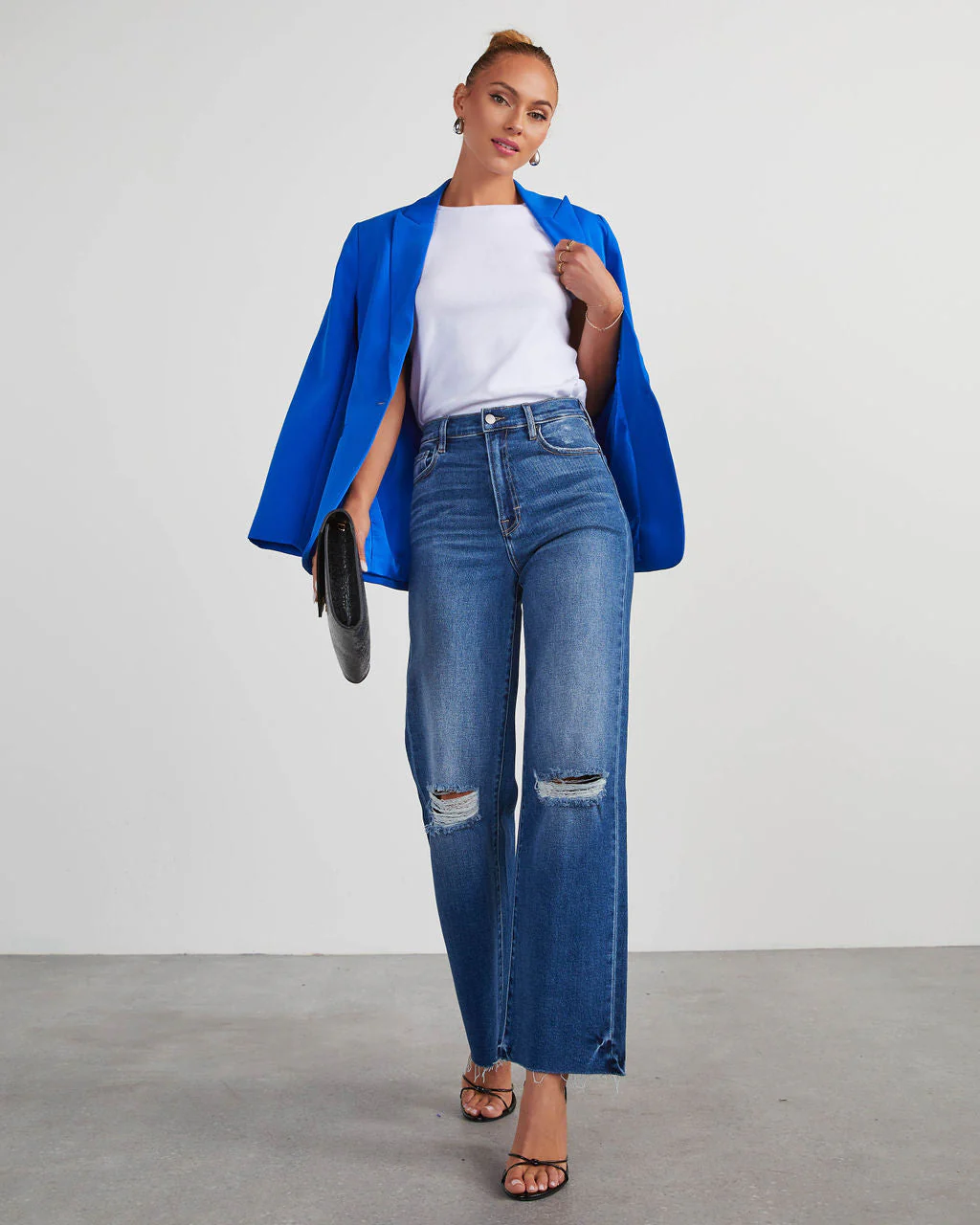 VICI Icon Distressed High Rise Straight Jeans