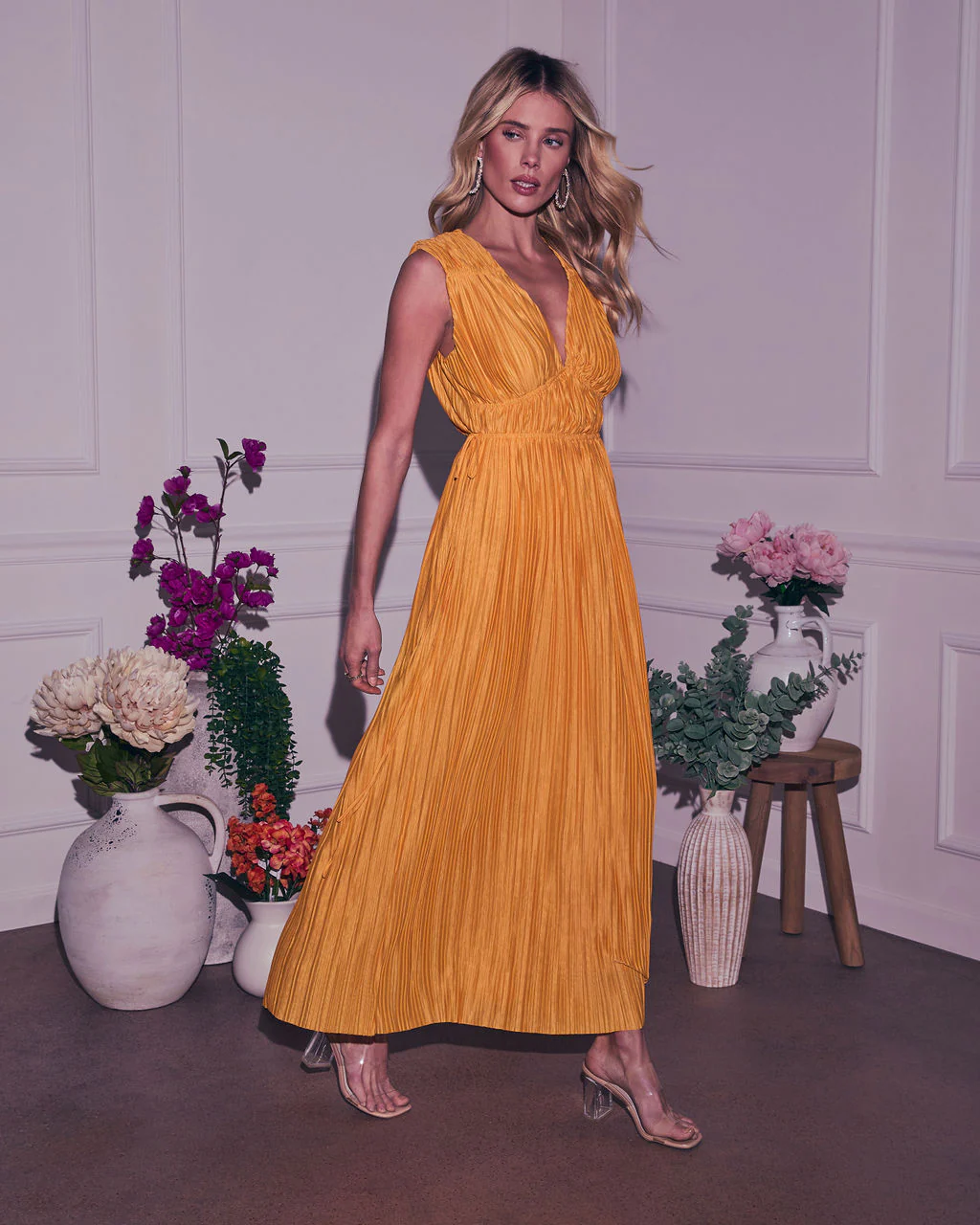 Meriah Plisse Maxi Dress