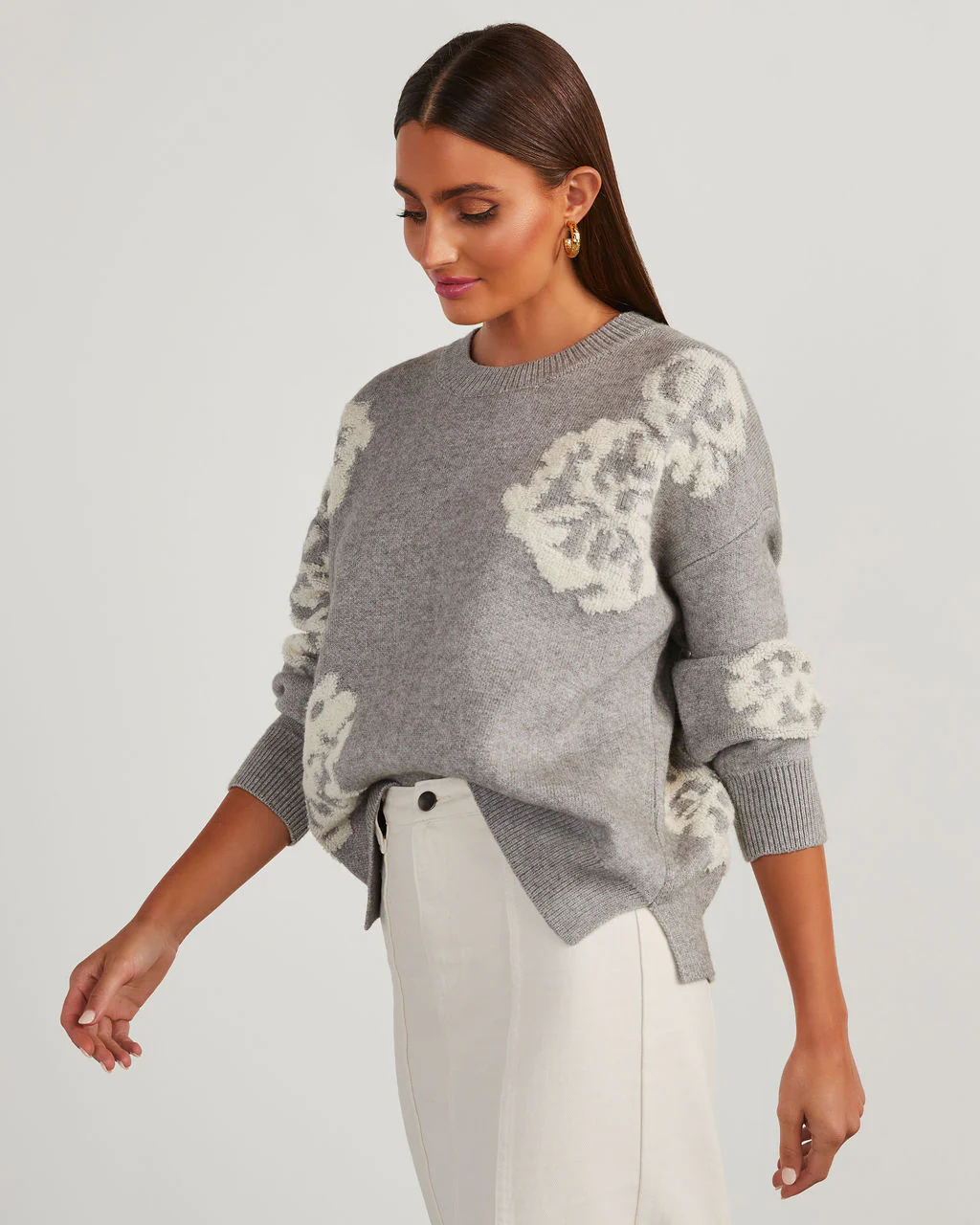 Copeland Floral Contrast Pullover Sweater