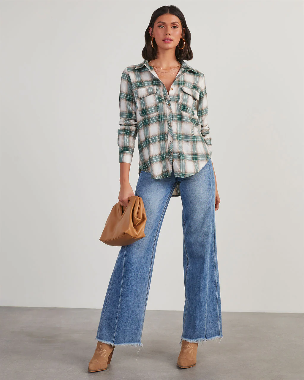 Bennett Plaid Utility Button Down Top