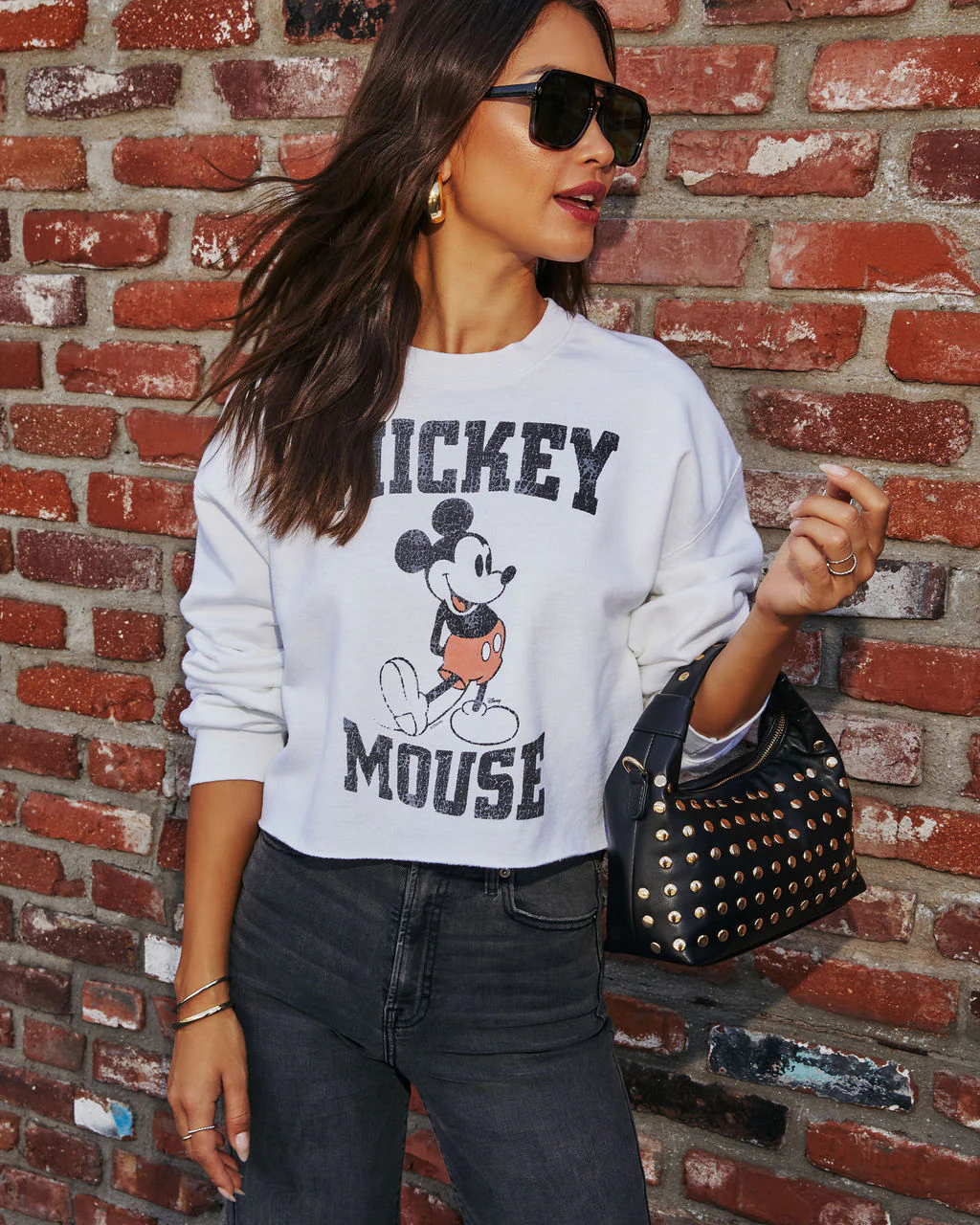 Mickey Mouse Crop Graphic Sweatshirt