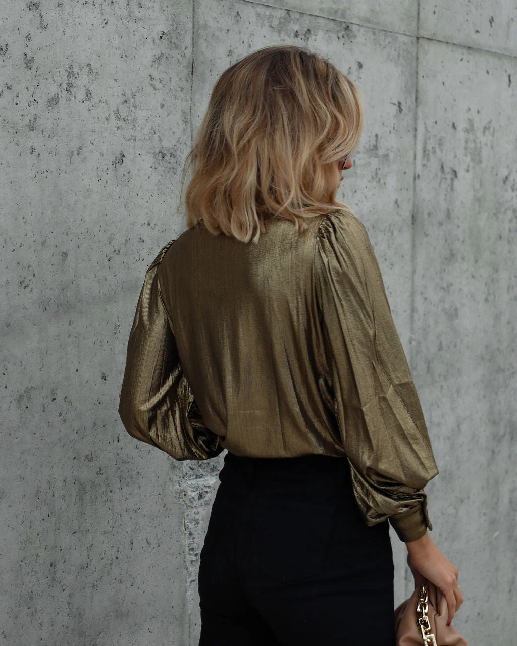 Raquel Metallic Button Down Top