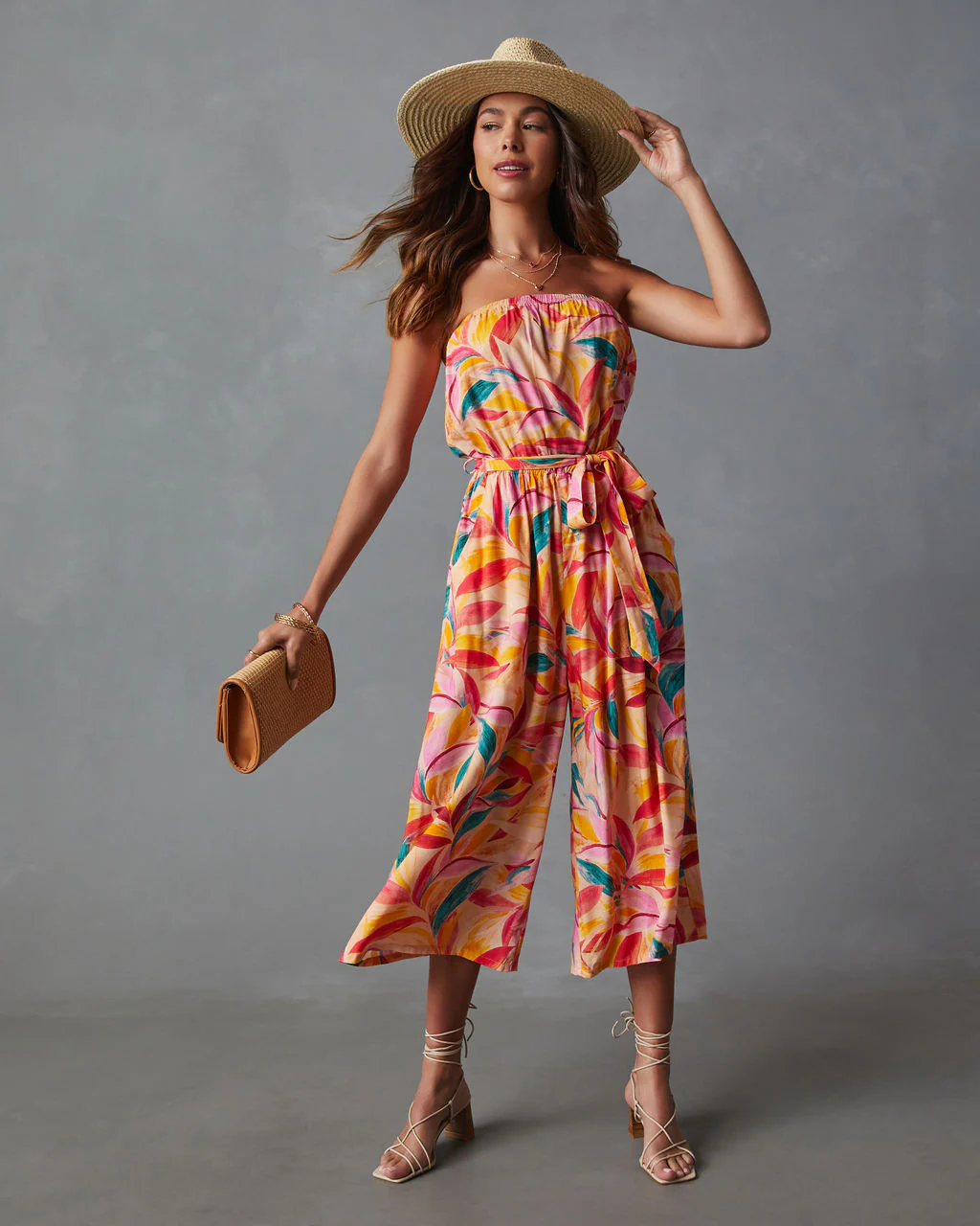 Catalina Strapless Pocketed Tie Waist Jumpsuit