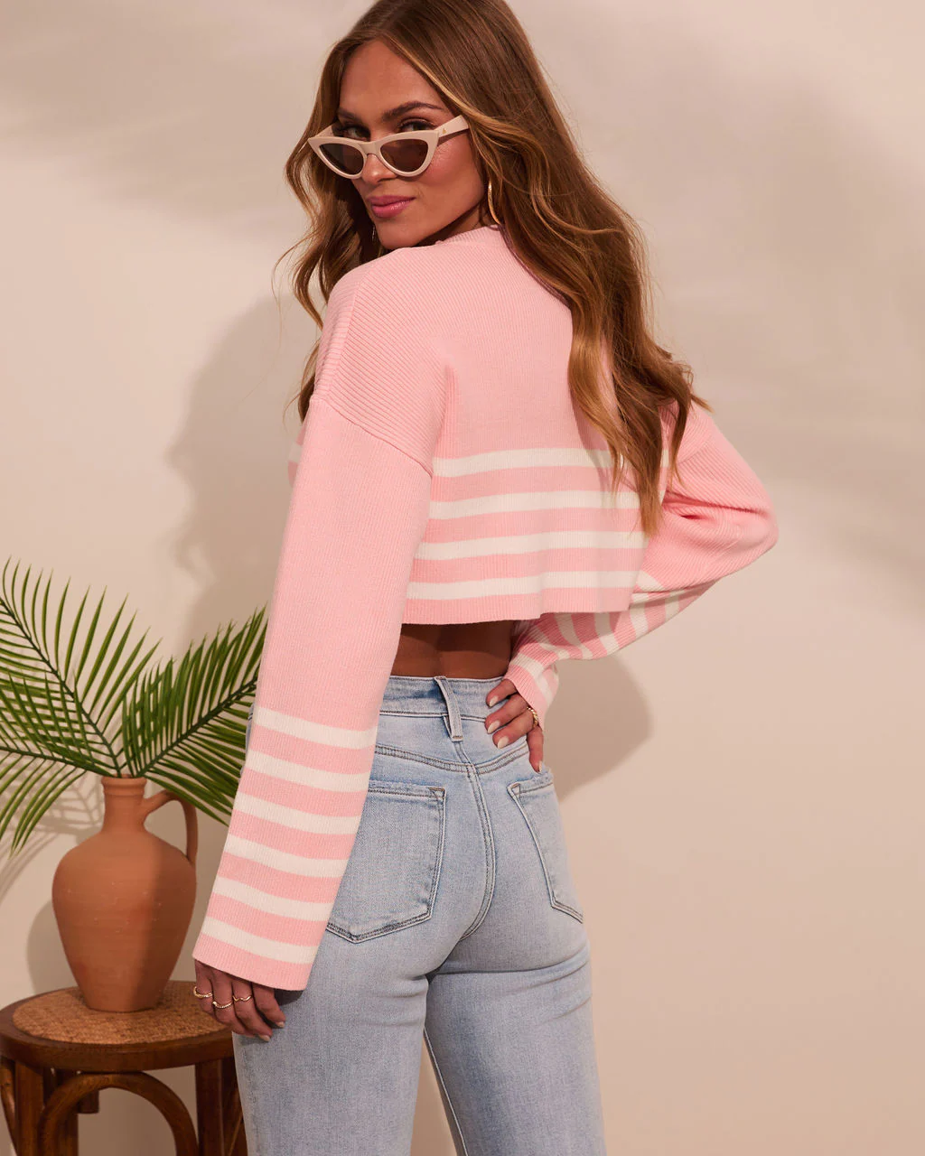 Easy Moment Striped Cropped Sweater