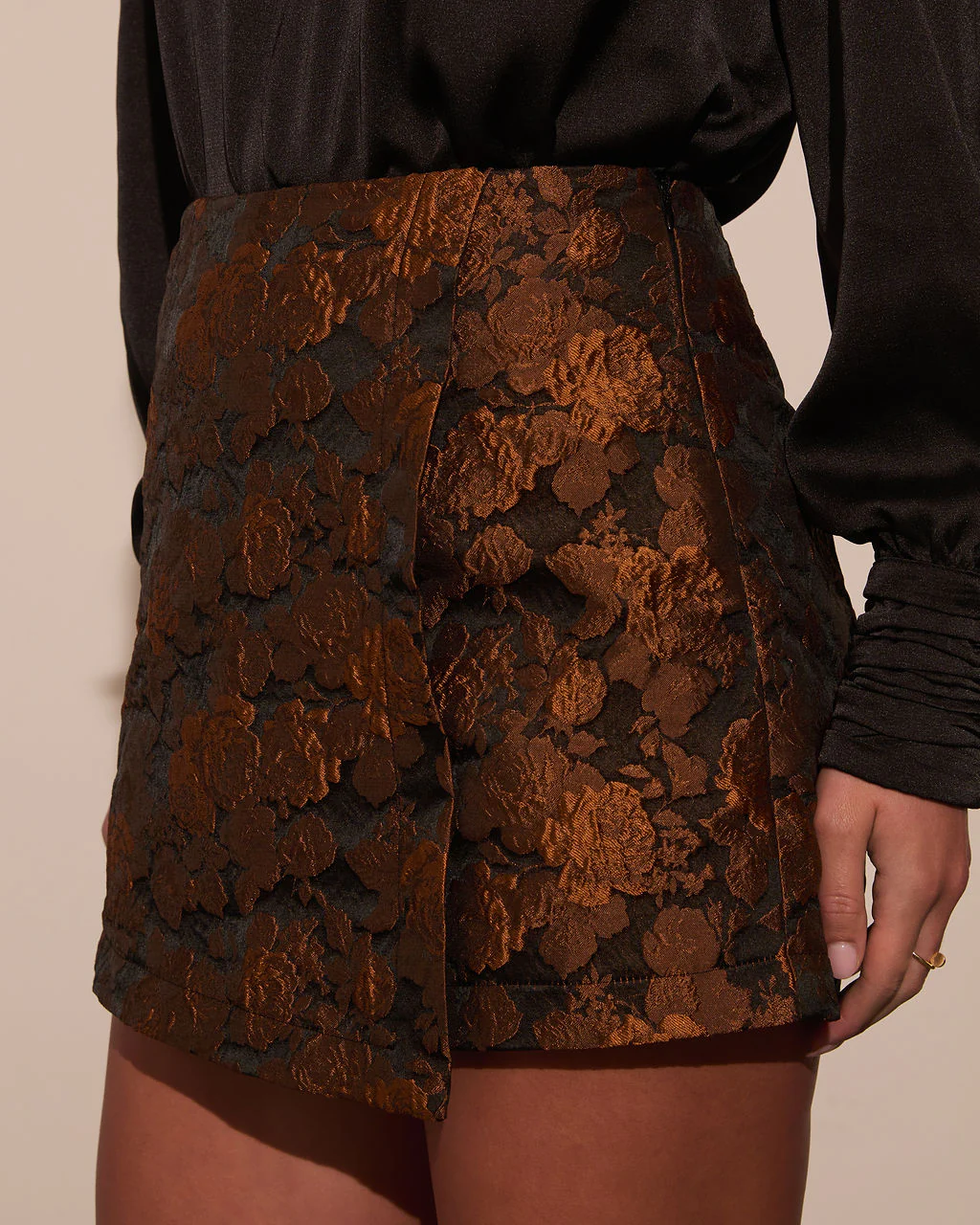 Warm Gather Floral Jacquard Mini Skort