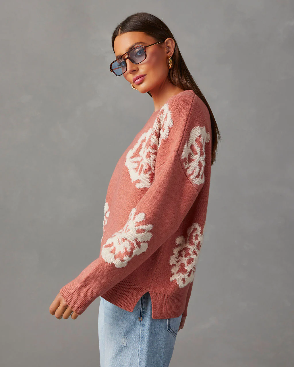 Copeland Floral Contrast Pullover Sweater