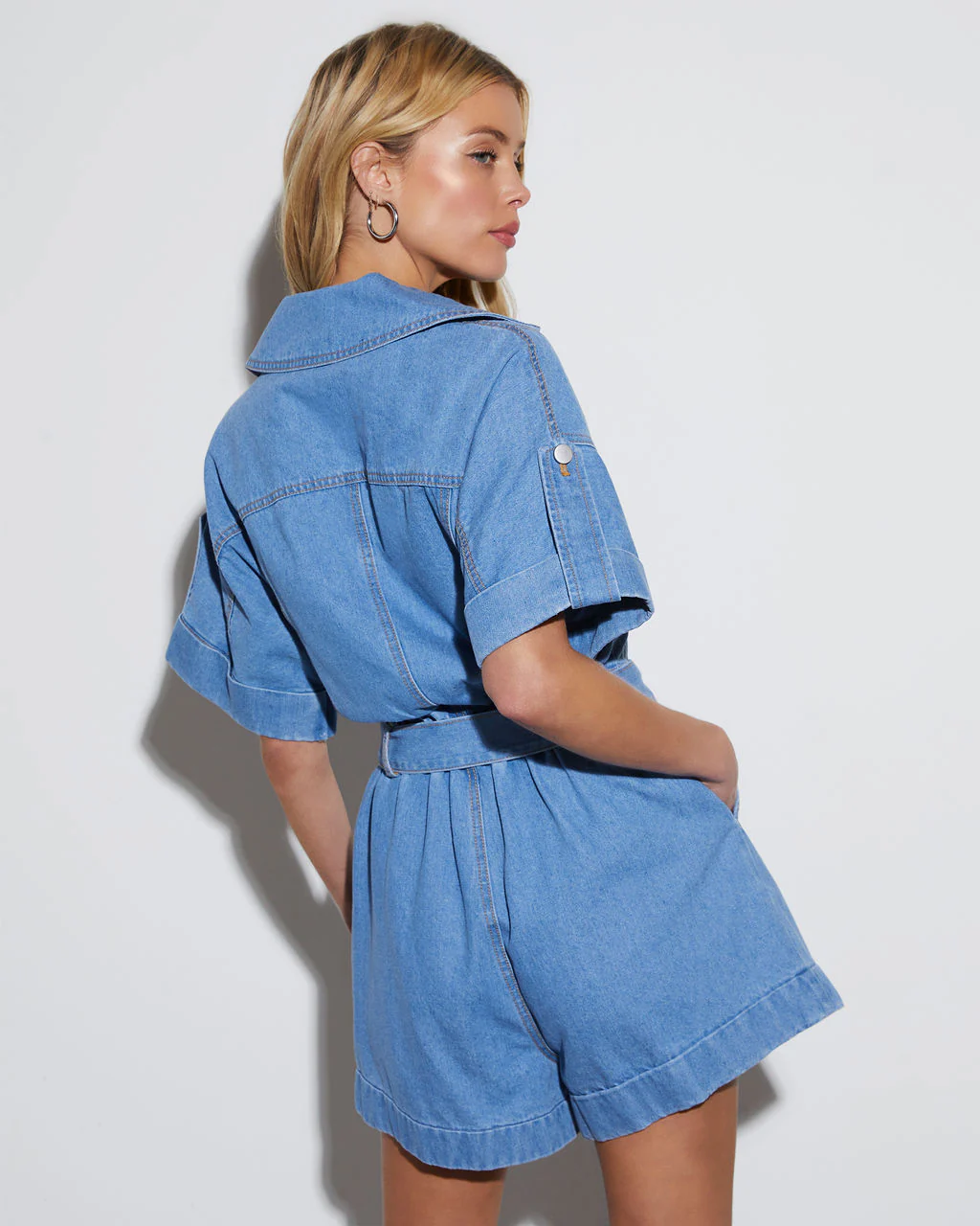 Perkins Collared Fitted Waist Romper