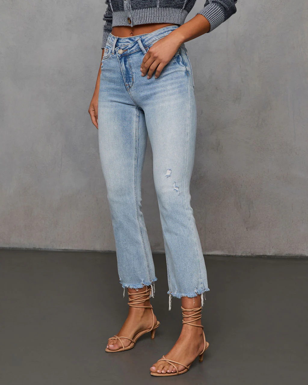 Olivia High Rise Cross Over Crop Flare Jeans