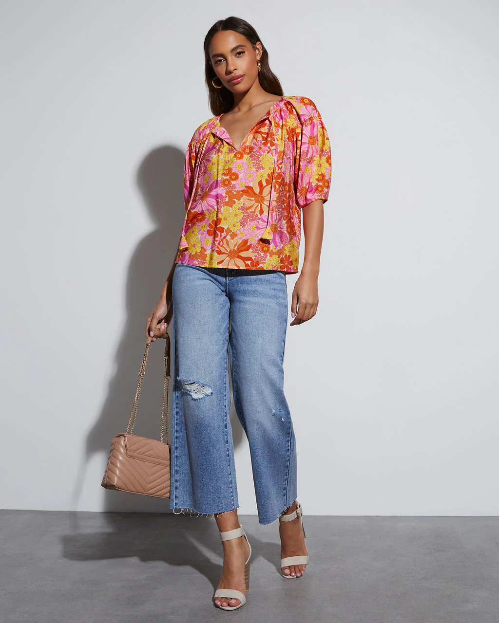 Tropical Escape Floral Short Sleeve Blouse