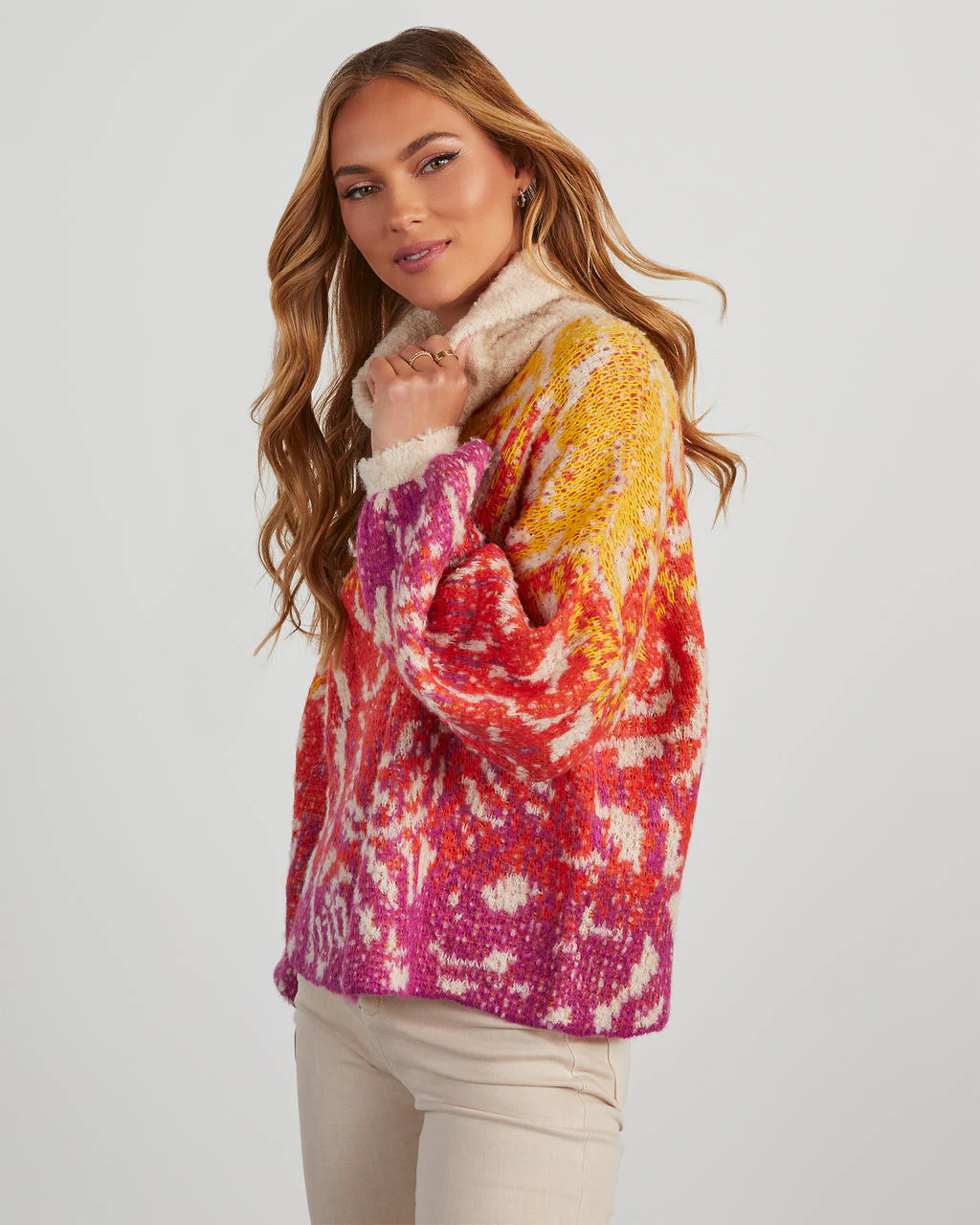 Kimi Printed Turtleneck Sweater