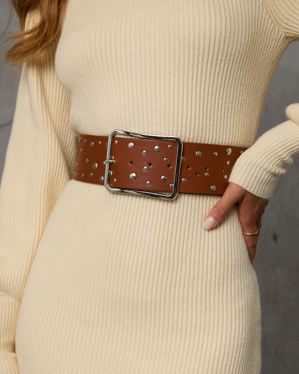 Rustic Ranch Studded Wide Leather Belt